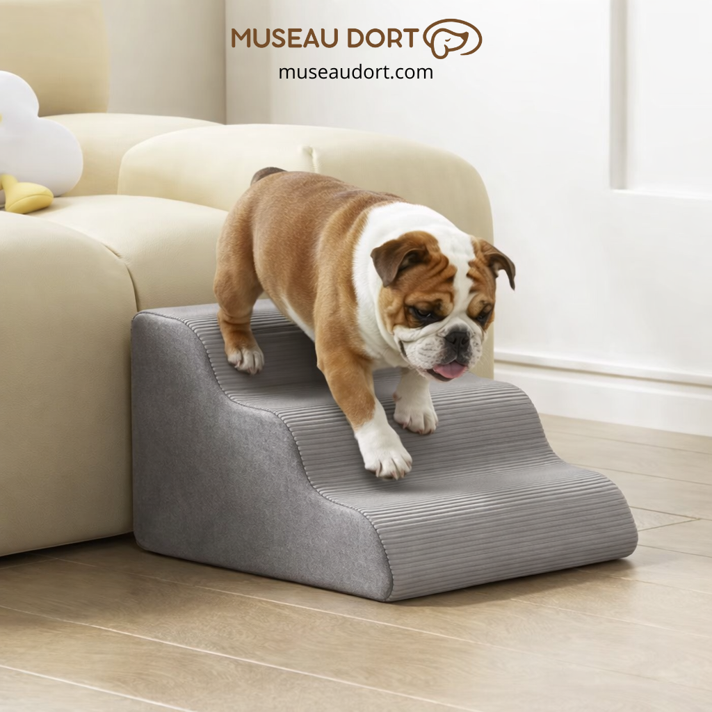 Escalier pour chien en mousse, bulldog anglais descendant du canapé en douceur, stable et antidérapant, Museau Dort