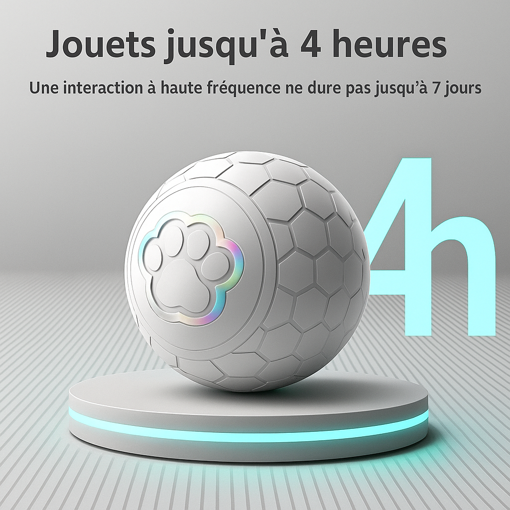 Balle interactive pour chien avec autonomie de 4 heures de jeu â Disponible chez Museau Dort.
