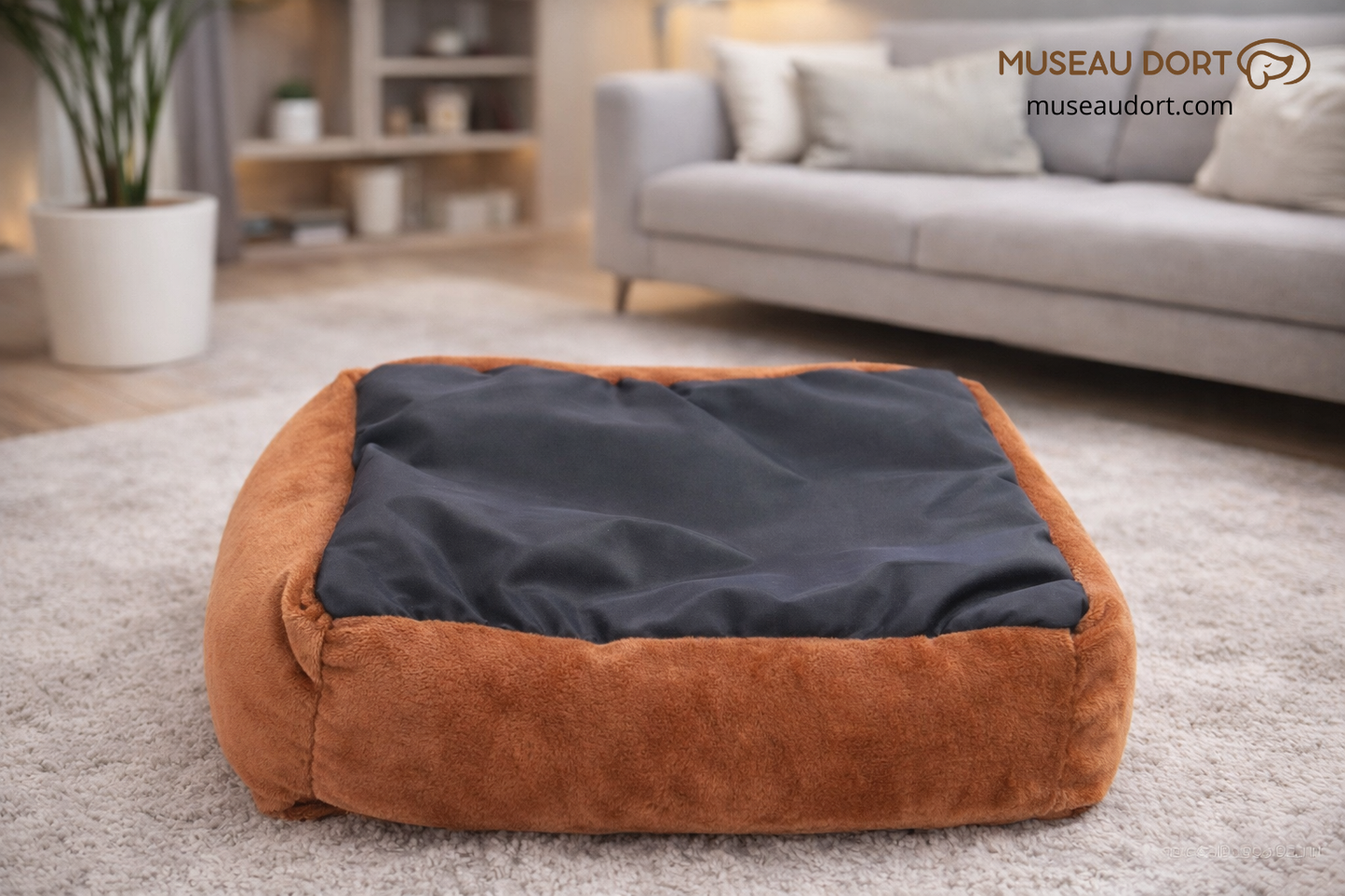 Canapé pour chien en intérieur avec dessous antidérapant, couchage stable et sécurisé sur sol lisse Museau Dort
