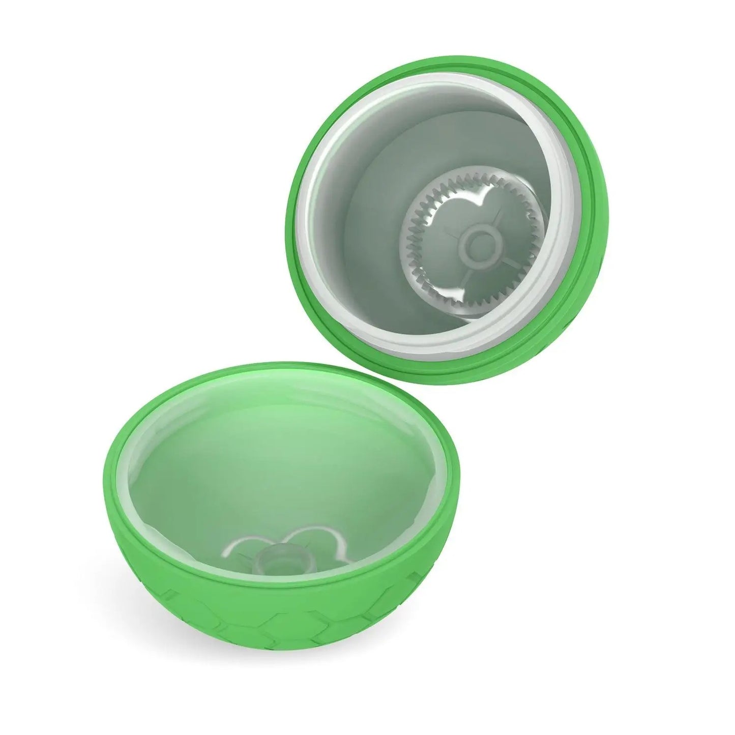 Coquille de rechange verte pour balle interactive pour chien, sans mécanisme. Disponible chez Museau Dort