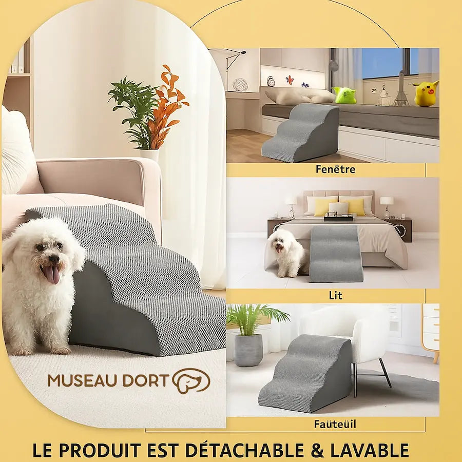 Escalier pour chien âgé antidérapant lavable adapté canapé lit et fauteuil
