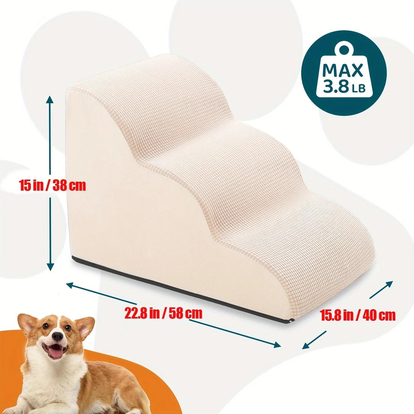 Escalier pour Chien – Mousse Orthopédique et Housse Lavable - Museau dort