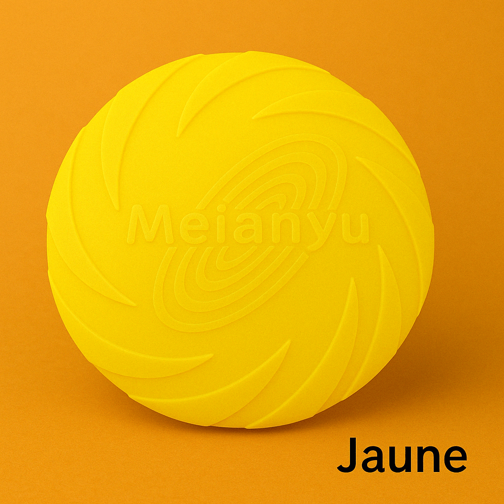Frisbee jaune souple et résistant pour chien, disque Meianyu idéal pour jouer en extérieur et apprendre à rapporter.