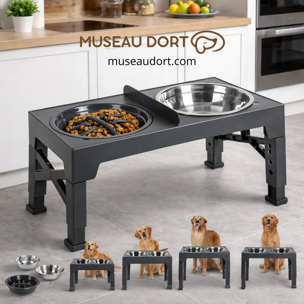 Gamelle Surelevee pour Chien Ceramique - Support - Eclaboussure - Gamelles Nourriture et Eau