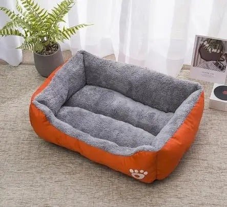 Lit et coussin pour chien orange, moelleux et lavable avec rebords surélevés – Disponible chez Museau Dort