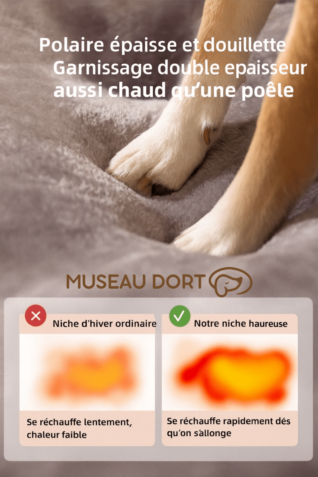 Niche d’Intérieur pour Grand Chien | Le Refuge Douillet de Véronique & Jazz - Museau dort