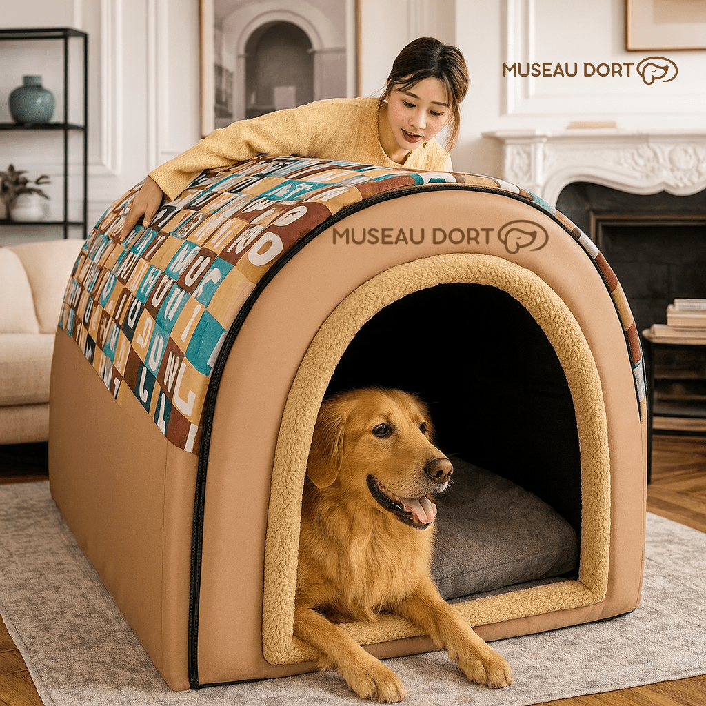 Offrez à Votre Chien un Refuge Chaleureux : La Niche d’Hiver Qu’il Attendait - Museau dort
