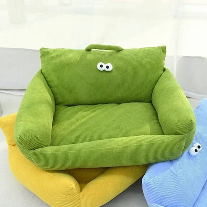 Canapé pour chien vert en velours côtelé avec rebords enveloppants, idéal pour chien d’intérieur – Museau Dort