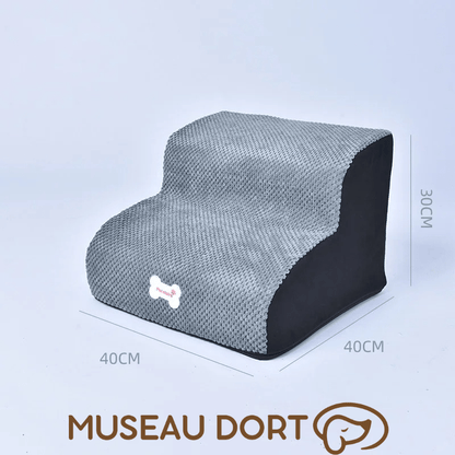 Escalier en mousse pour chien antidérapant 2 marches, idéal pour canapé et lit, stable et confortable – Museau Dort