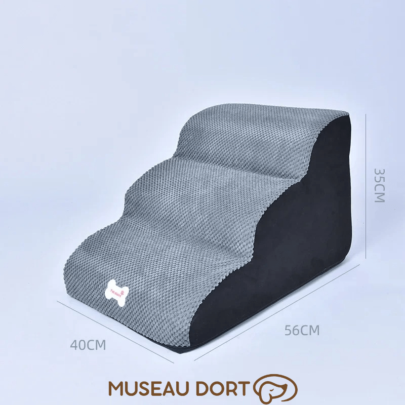 Escalier en mousse pour chien antidérapant 3 marches, accès sécurisé au canapé et lit, stable et confortable – Museau Dort