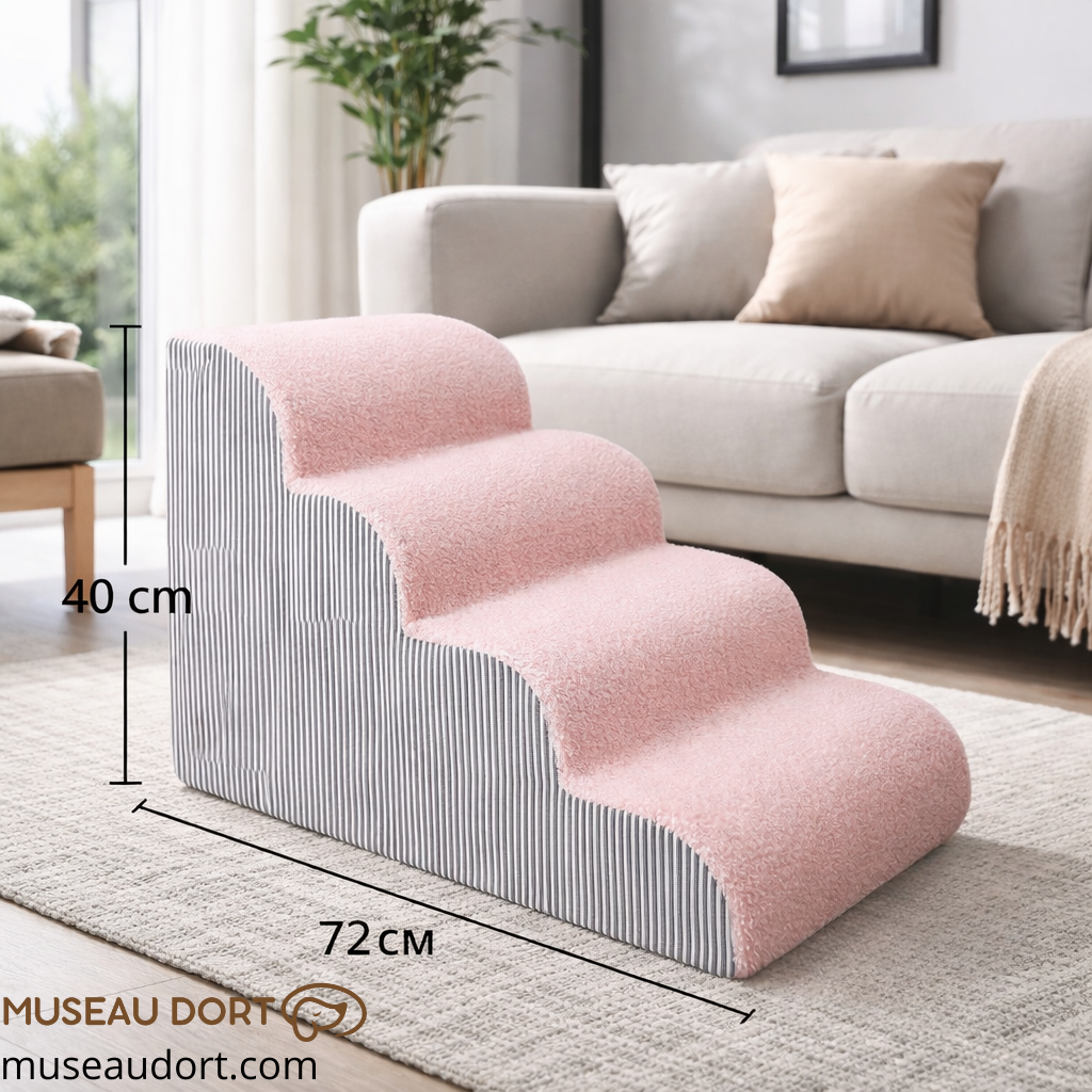 Escalier pour chien multi-âges à mémoire de forme, 40 cm de hauteur et 72 cm de longueur, design moderne, Museau Dort