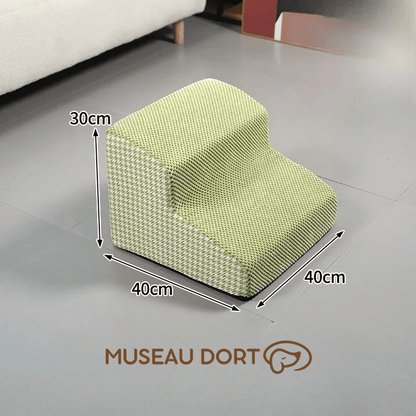 Escalier pour chien 2 marches vert avec dimensions 40 x 40 x 30 cm, mousse stable et antidérapante, intérieur, Museau Dort