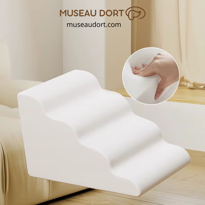 Escalier pour chien en mousse à mémoire blanc, matière souple et confortable absorbant la pression, Museau Dort