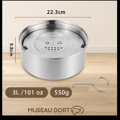 Gamelle chien inox 3L anti-éclaboussures 22,3 cm avec disque flottant et base stable Museau Dort