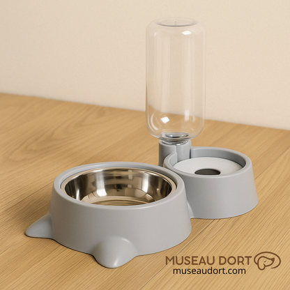 Gamelle pour chien avec eau automatique et bol à croquettes intégré, design stable et pratique au quotidien – Museau Dort