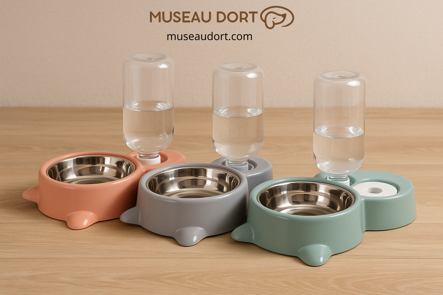 Gamelle pour chien avec eau automatique et bol à croquettes intégré, trois coloris disponibles pour le quotidien – Museau Dort