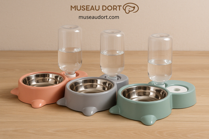 Gamelle pour chien avec eau automatique et bol à croquettes intégré, trois coloris disponibles pour le quotidien – Museau Dort
