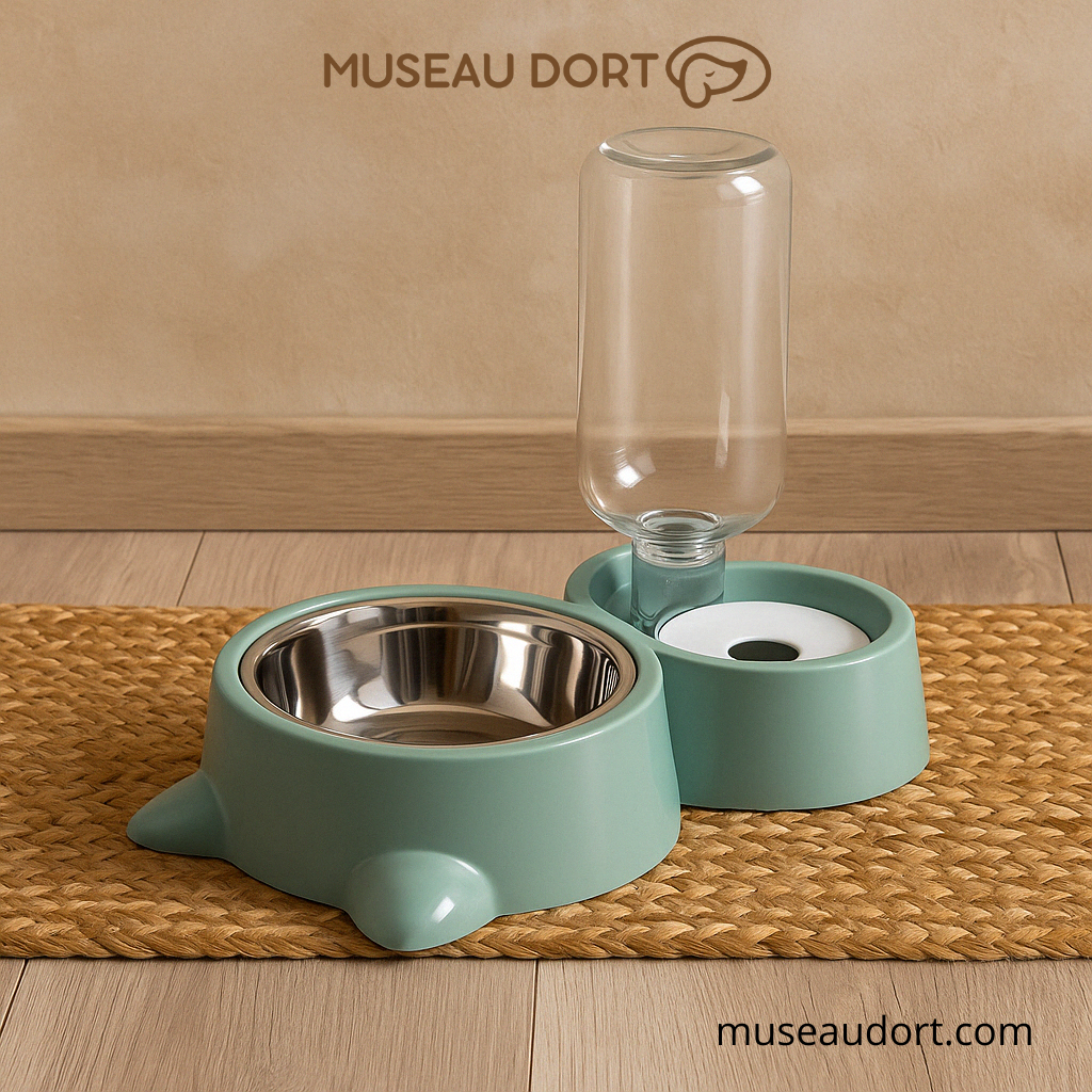 Gamelle pour chien avec eau automatique et bol à croquettes intégré, stable et pratique au quotidien – Museau Dort