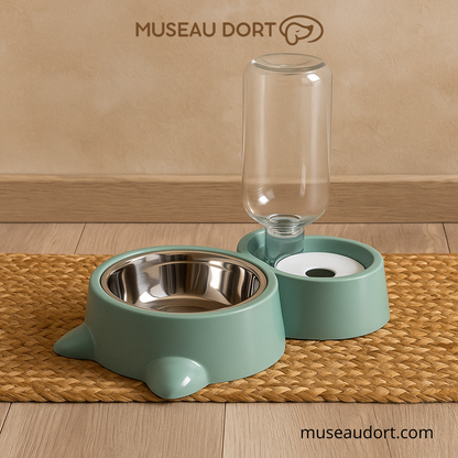 Gamelle pour chien avec eau automatique et bol à croquettes intégré, stable et pratique au quotidien – Museau Dort