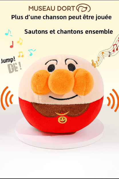 Jouet peluche Museau Dort avec chanson interactive, stimule le chien à sauter et chanter. Disponible chez Museau Dort.