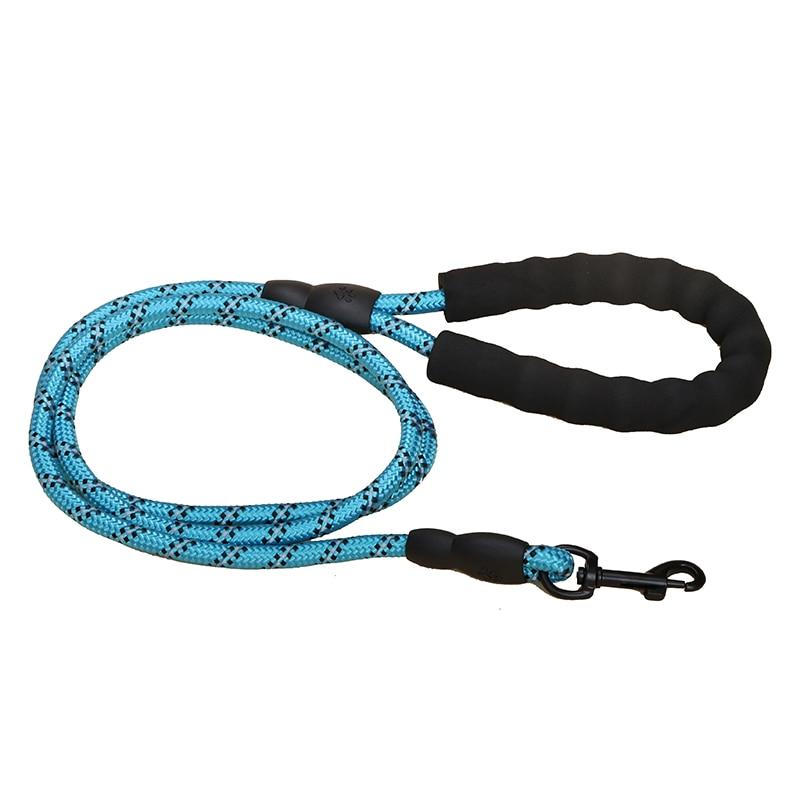 Laisse pour chien en nylon bleu avec poignée rembourrée et mousqueton rotatif pour promenade confortable. Museau Dort
