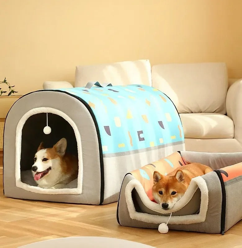 Maison pour chien en tissu doux et respirant – Disponible chez Museau Dort