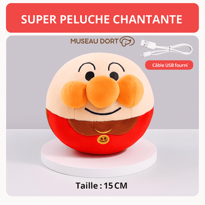 Peluche chantante interactive Museau Dort, taille 15 CM, avec câble USB fourni pour jouer et divertir votre chien.