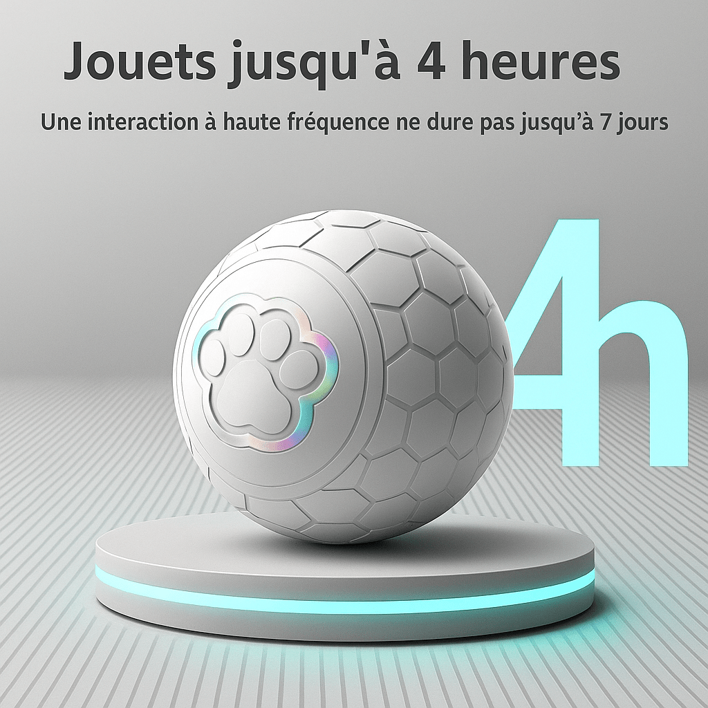 Balle Interactive pour Chien – Rebond, LED et Recharge USB - Museau dort