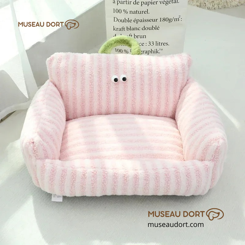 Canapé pour chien intérieur rose, couchage moelleux et enveloppant pour petit chien, idéal en appartement – Museau Dort