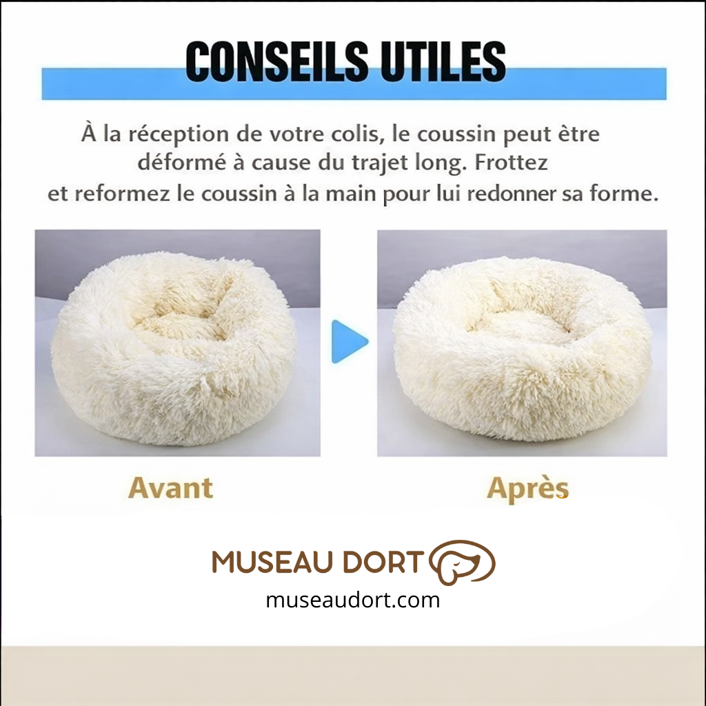 Conseils utiles pour coussin pour chien : remise en forme après livraison, avant et après utilisation – Museau Dort
