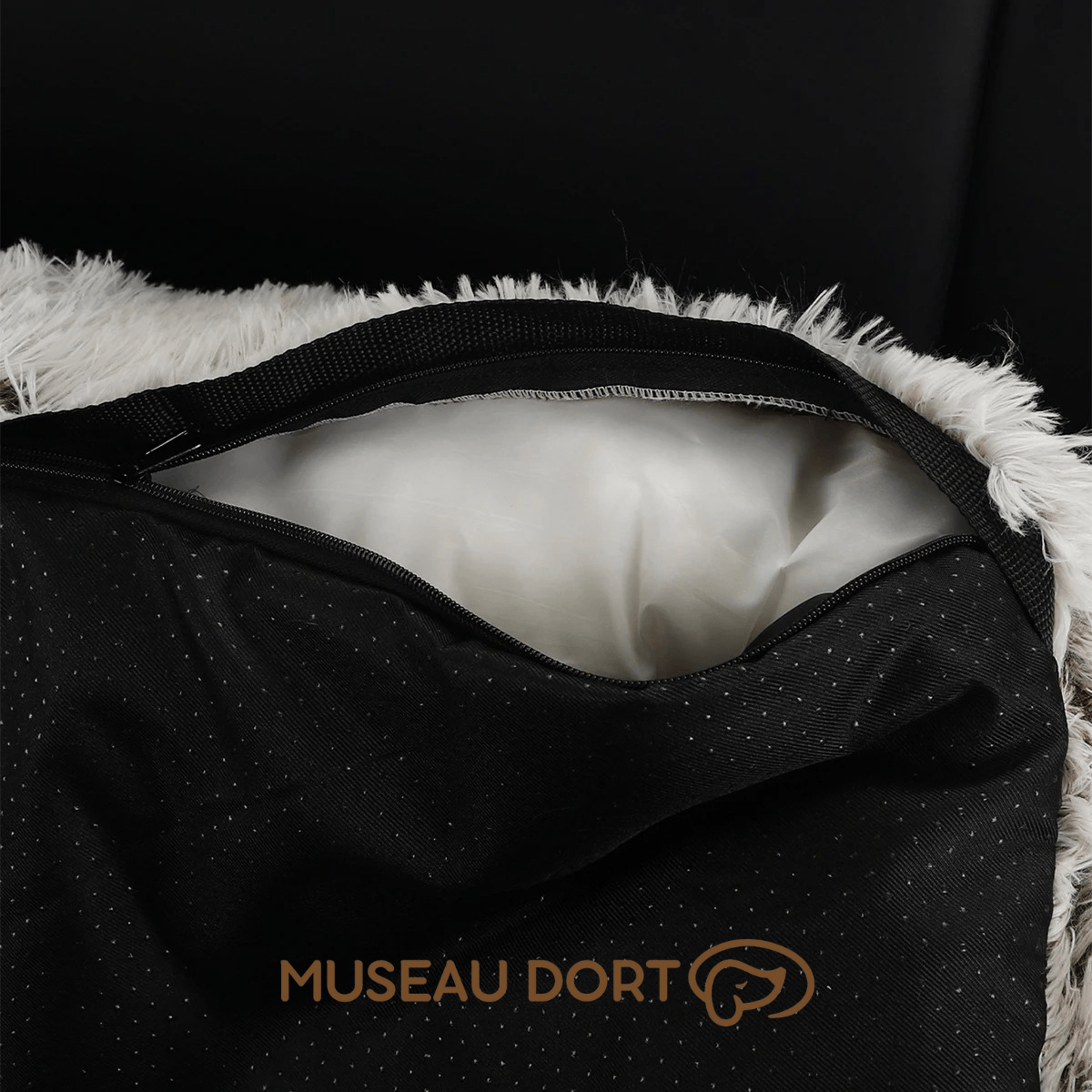 Coussin pour chien déhoussable avec fermeture éclair, housse amovible lavable et rembourrage confortable, Museau Dort