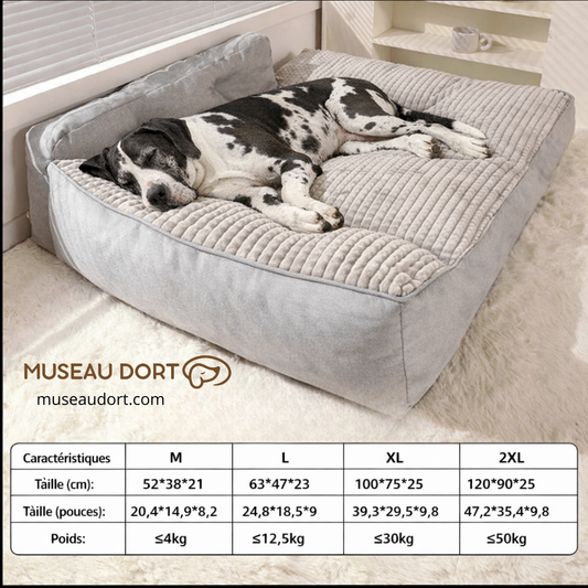 Coussin pour chien Hoopet avec grand chien allongé, couchage XXL orthopédique et enveloppant Museau Dort