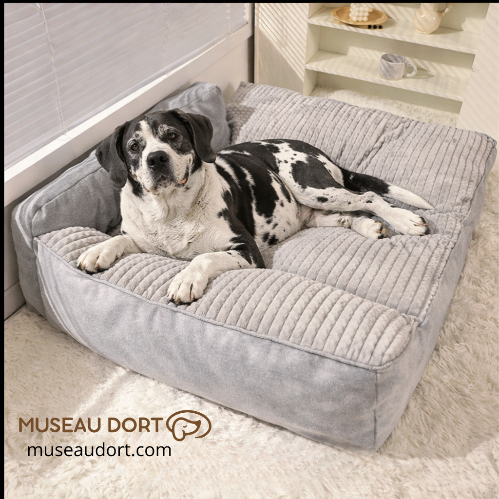 Coussin pour chien Hoopet avec grand chien allongé tête levée, couchage XXL orthopédique Museau Dort