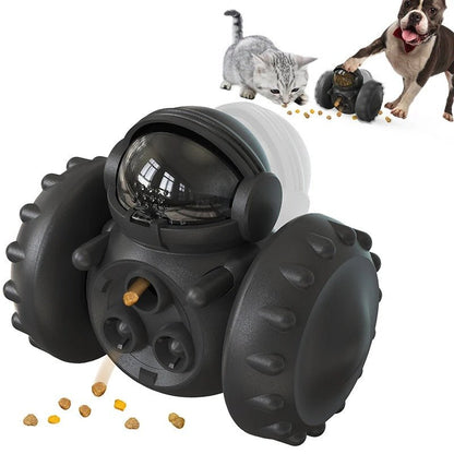 Distributeur de croquettes robot noir interactif pour chien et chat, jouet éducatif anti-glouton amusant. Museau Dort