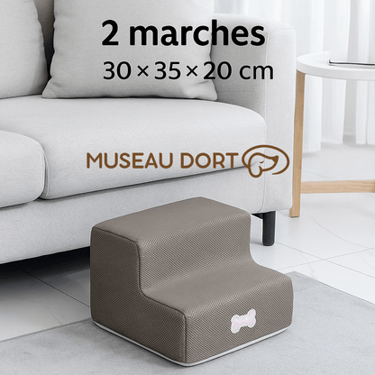 Escalier pour chien 2 marches avec dimensions 30x35x20 cm, modèle en mousse pour petit chien et chien sénior, Museau Dort.