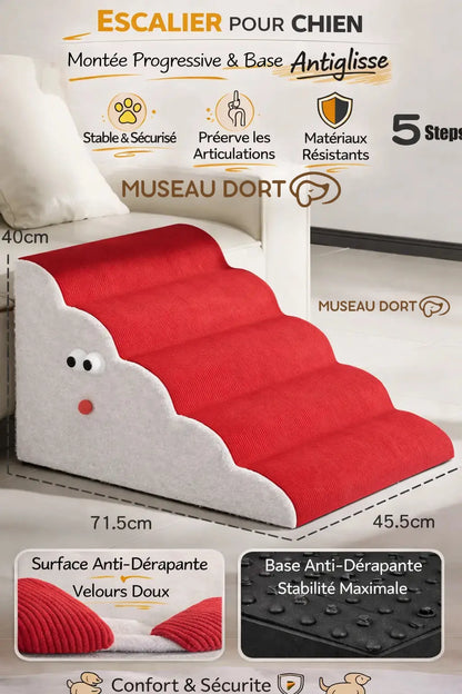 Escalier pour chien antidérapant et lavable 5 marches, idéal pour chien âgé en France