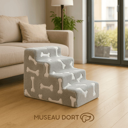 Escalier pour chien d’intérieur avec revêtement antidérapant, conçu pour faciliter l’accès au canapé en toute sécurité – Museau Dort