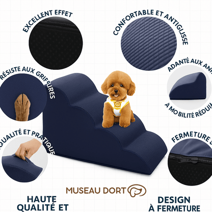 Escalier pour Chien – Mousse Orthopédique et Housse Lavable - Museau dort