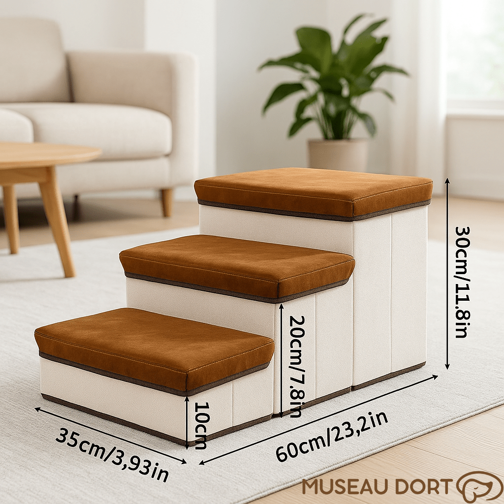 Escalier pour Chien Pliable avec Rangement 🐾 | Sécurité, Confort et Gain de Place - Museau dort