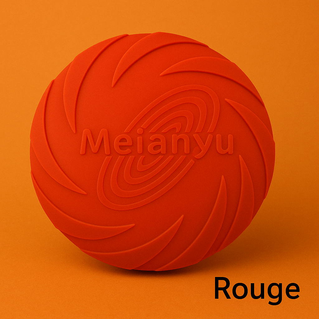 Frisbee rouge souple et résistant pour chien, disque Meianyu idéal pour le jeu en extérieur.