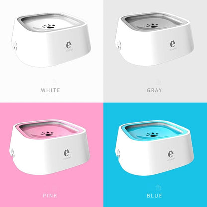 Gamelle flottante carrée pour chien, disponible en 4 couleurs : blanc, gris, rose et bleu. Antidérapante et pratique.
