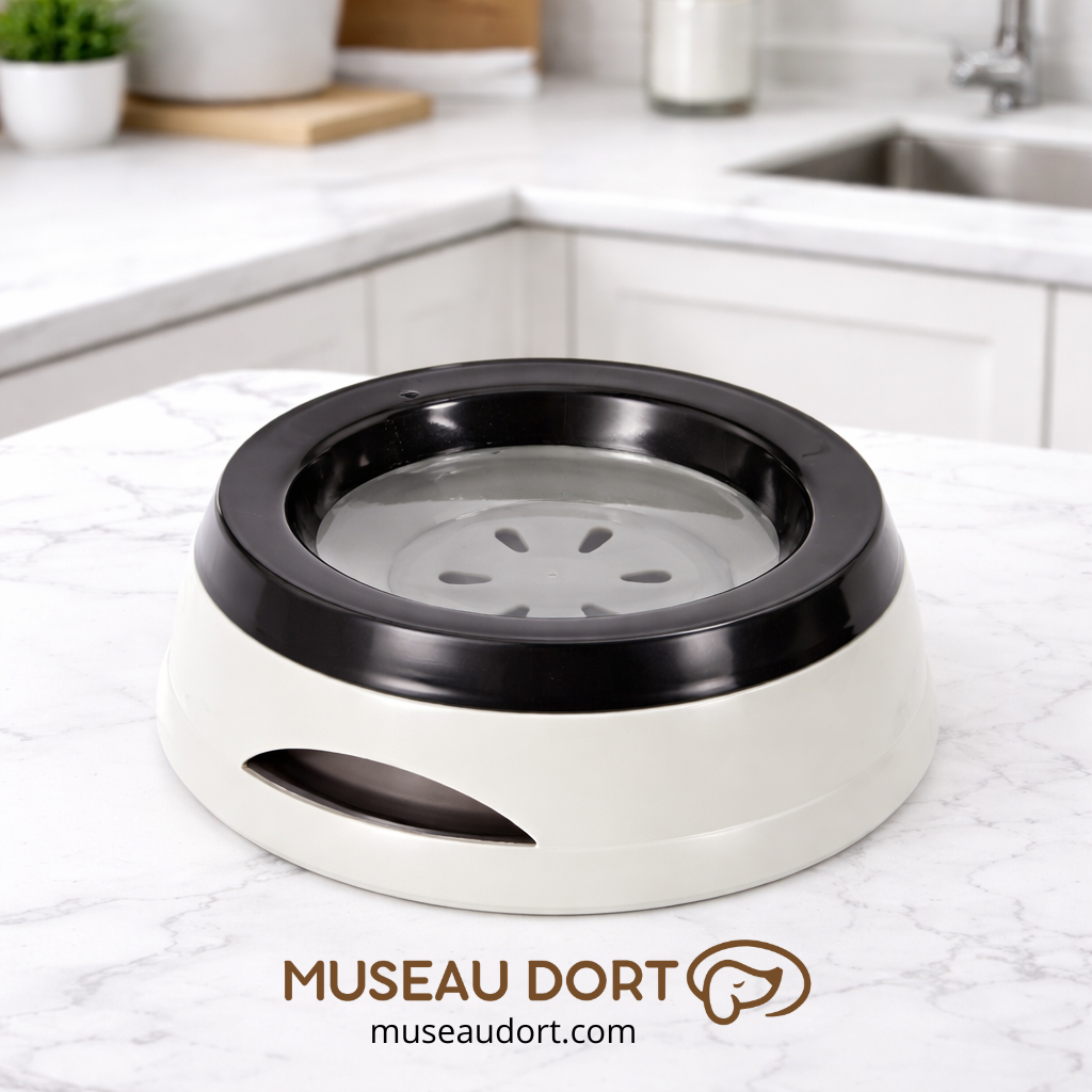 Gamelle pour chien stable et pratique posée sur plan de travail de cuisine moderne pour une hydratation propre Museau Dort