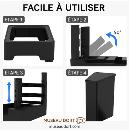 Gamelle surélevée pour chien facile à utiliser avec réglage en hauteur simple en plusieurs étapes, Museau Dort