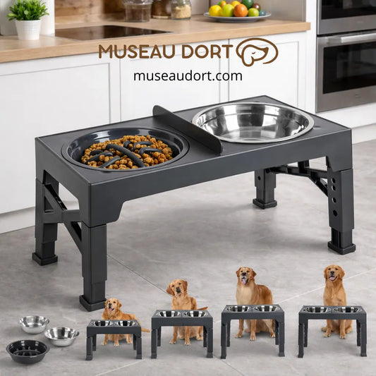 gamelle surélevée pour chien réglable avec bol anti-glouton et bols inox pour repas confortable Museau Dort