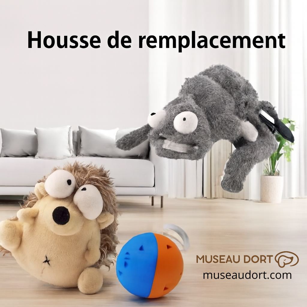 Housse de remplacement grise pour jouet en peluche interactif pour chien, idéale pour l’intérieur, Museau Dort