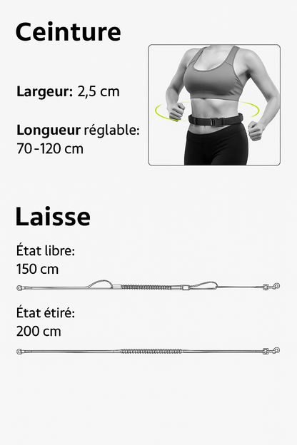 Laisse Main Libre Double Élastique pour Chien 🐕 | Confort, Sécurité et Liberté Totale - Museau dort
