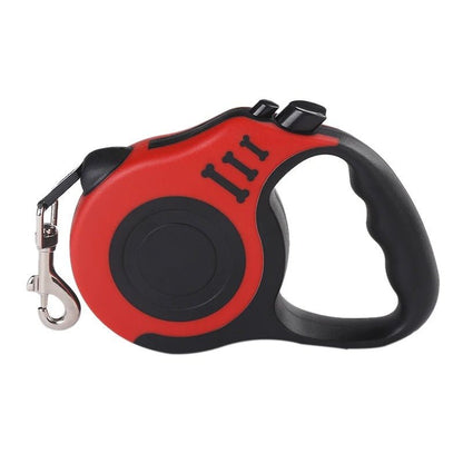 Laisse rétractable rouge pour chien, avec poignée ergonomique et bouton de verrouillage pour un contrôle sûr. Museau Dort