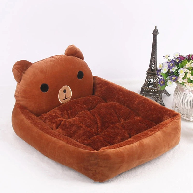  Lit pour chien ultra-moelleux en forme d’ours brun, confortable et lavable, avec rembourrage épais et bords surélevés, idéal pour petits chiens et chats – disponible chez Museau Dort