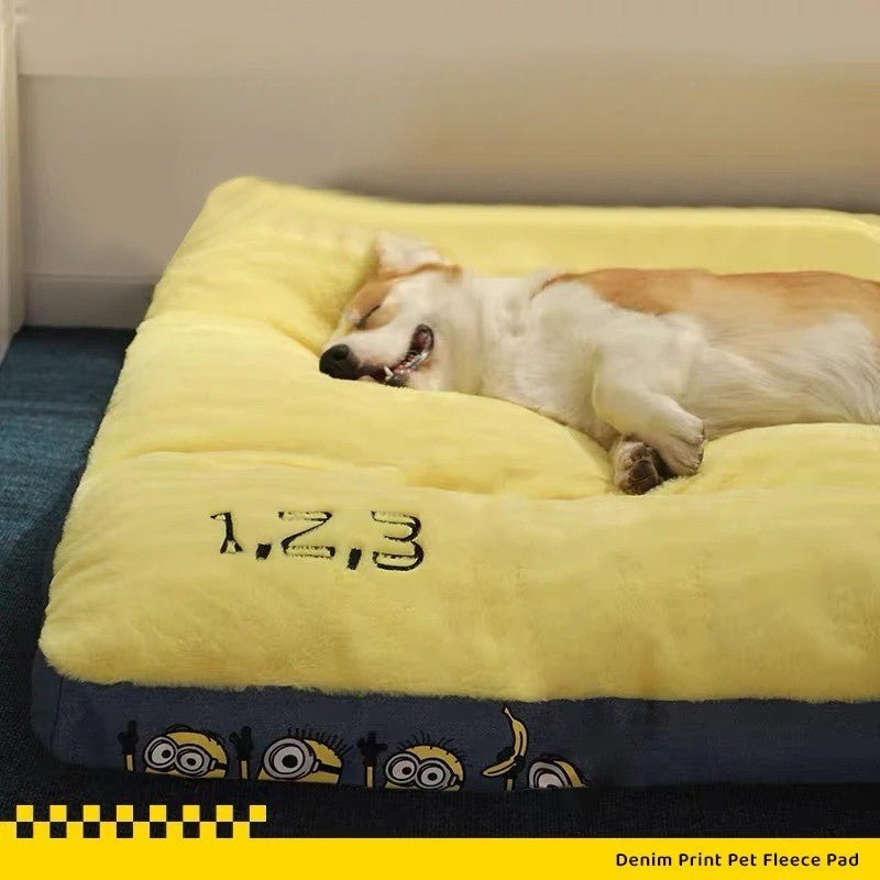 Lit pour chien moelleux et lavable – “1, 2, Zzz” au style rigolo 🍌 - Museau dort