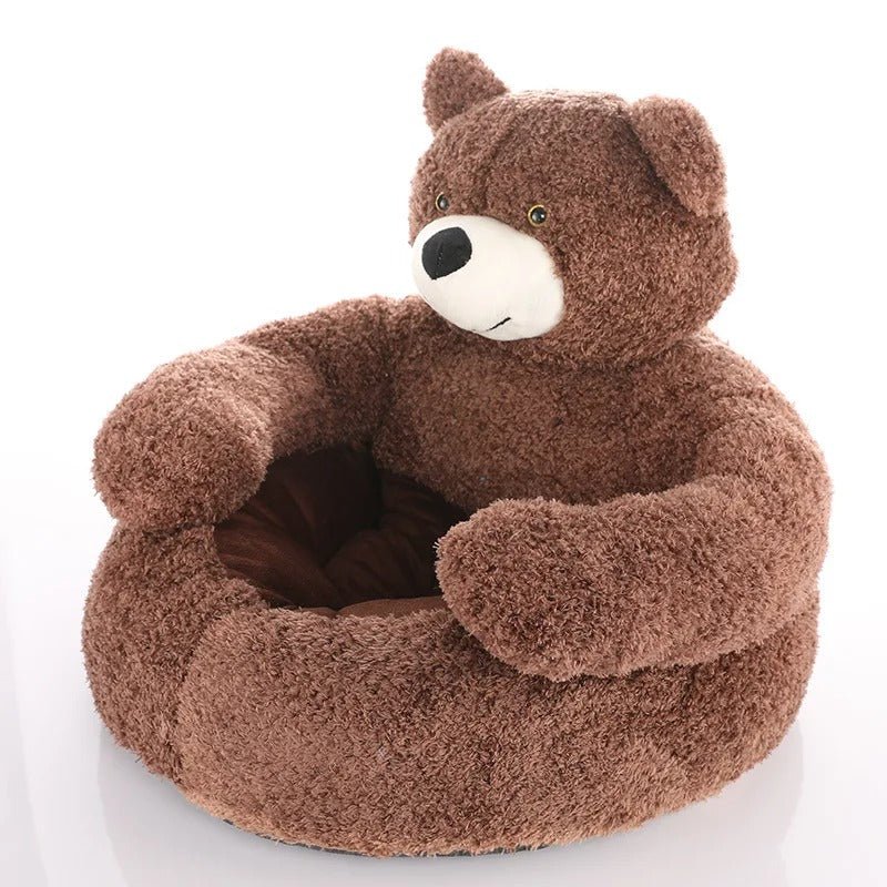 Lit pour chien confortable en forme d’ours brun, couchage ludique et chaud pour petit chien, idéal en intérieur, Museau Dort